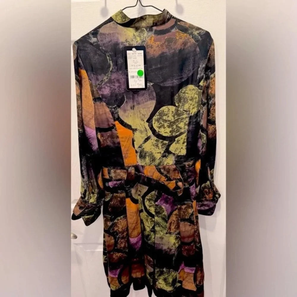 NEW Y2K Apanage collection dress midi olive 90s floral print flowy lined US8 - Picture 4 of 4